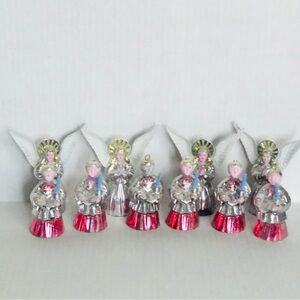 10 Vintage 50s Rosbro Plastic Christmas Ornaments Angels & Choir Singers